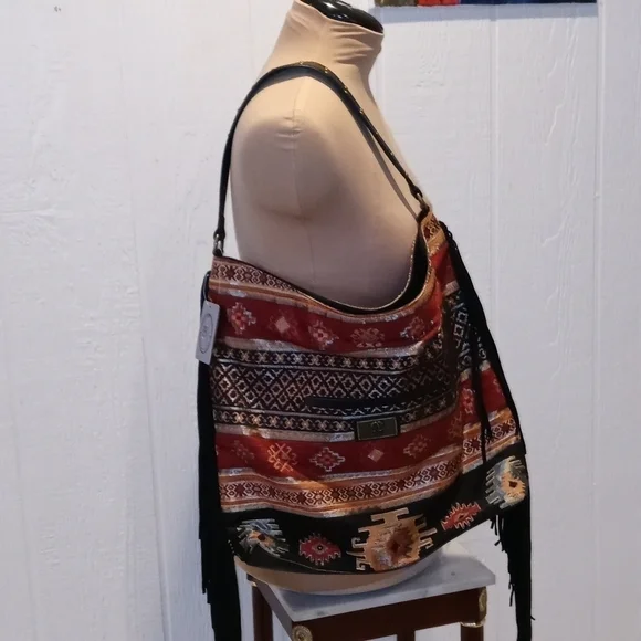 Original Sharif purse tote bag leather fringes NWT